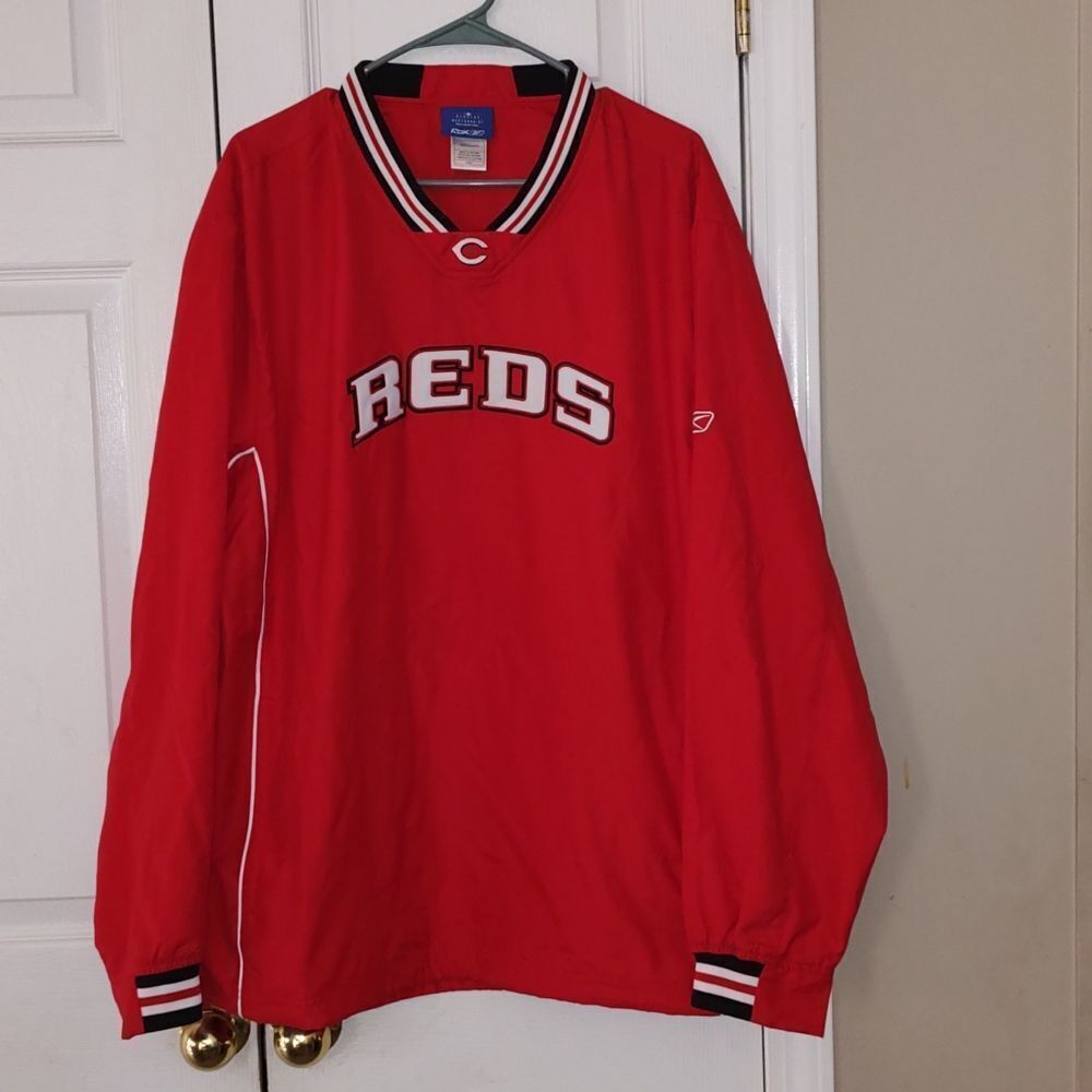 Vintage Authentic Cincinnati Reds pull over wind breaker  Sz L  NWOT